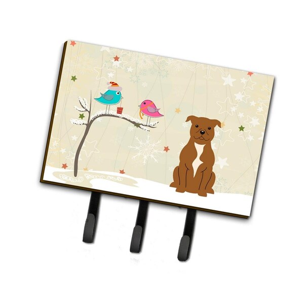 Carolines Treasures Christmas Presents Between Friends Staffordshire Bull Terrier Brown Leash or Key Holder BB2519TH68 - main